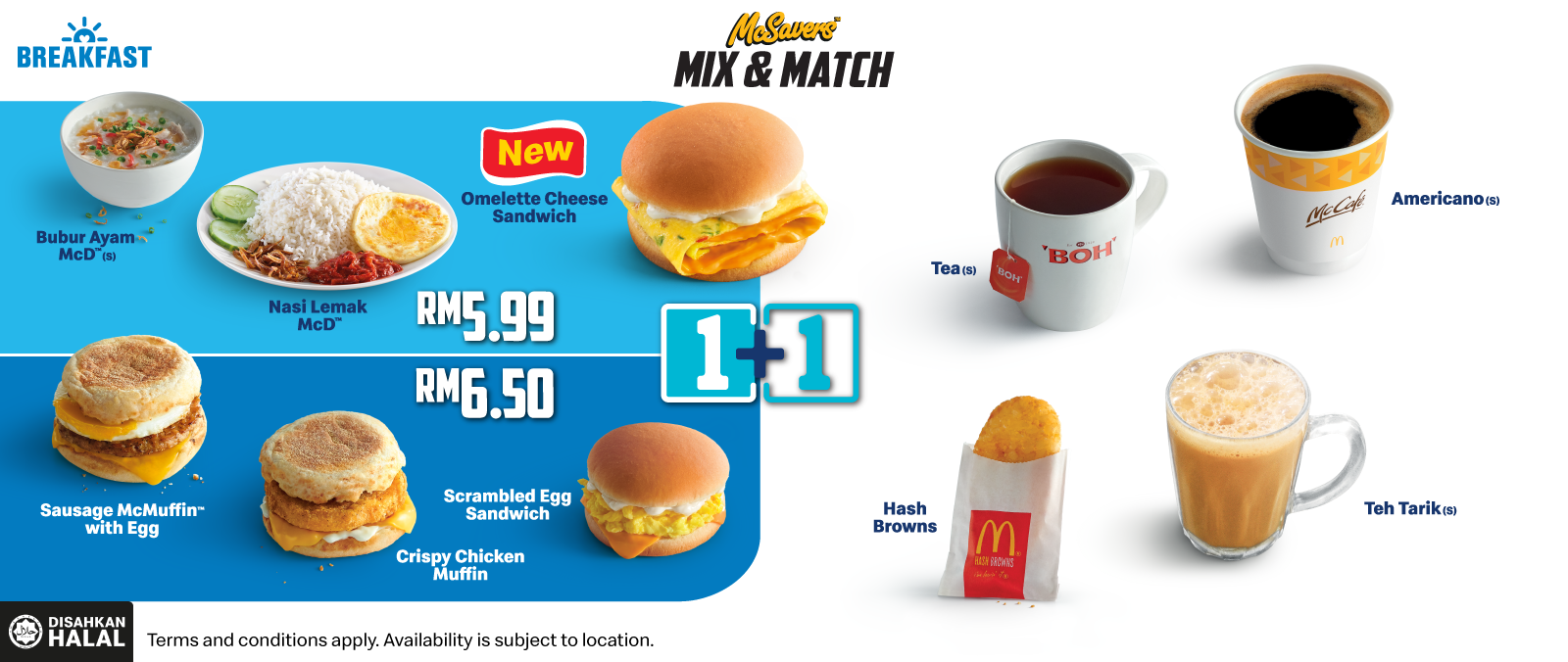 McDonald's Breakfast Mix & Match from only RM5.99 promotion